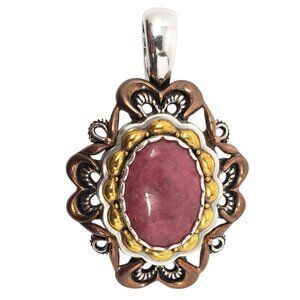 Carolyn Pollack Sterling Silver Copper and Brass Pink Rhodonite Pendant #23656